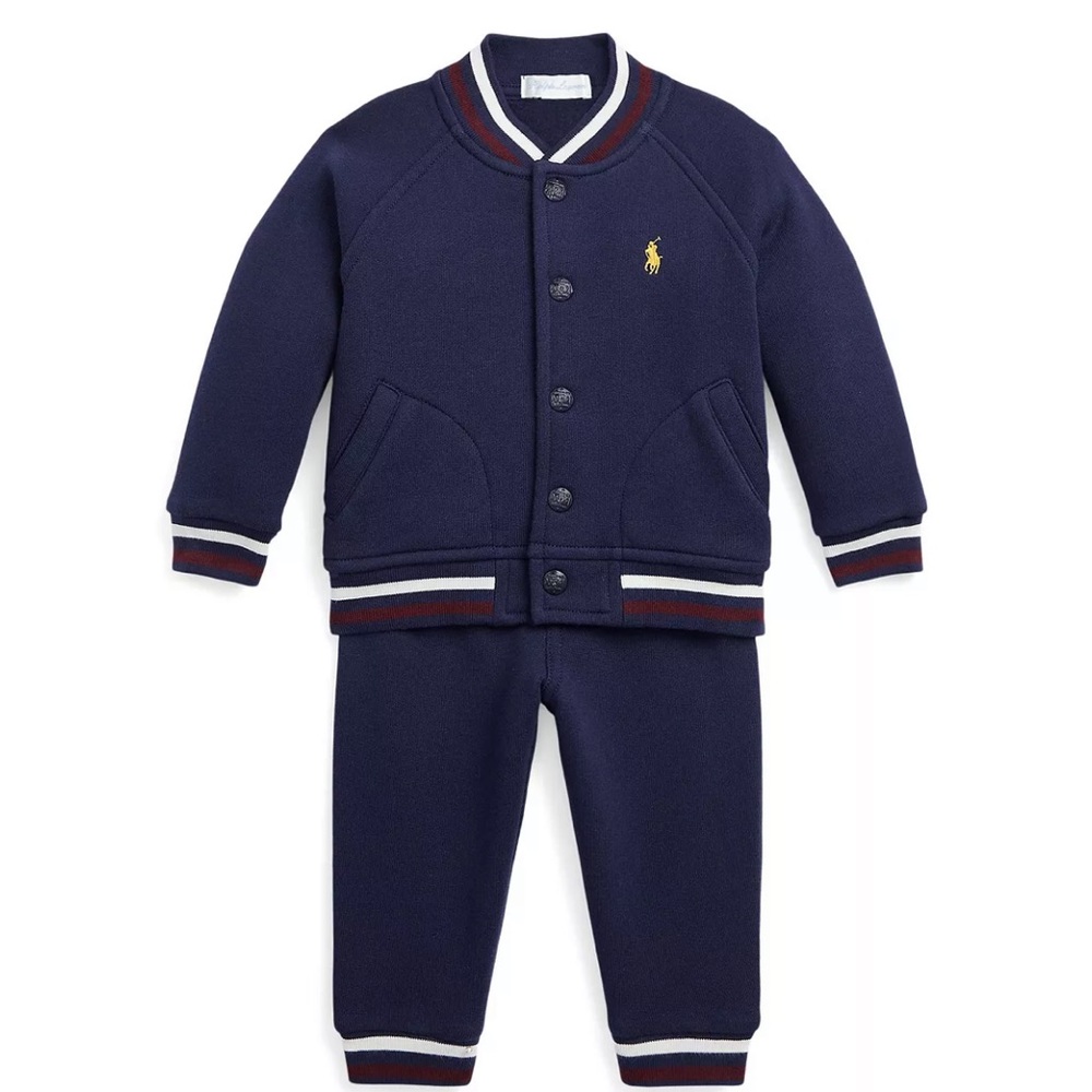 Ralph Lauren Baby Boy's Fleece Baseball Jacket & Jogger Pant Set